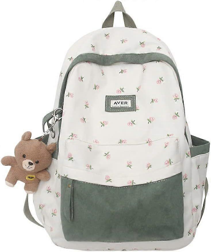 Backpack Patchwork Cottagecore Aesthetic Backpack Flower Grass Printed Backpack for School Supplies