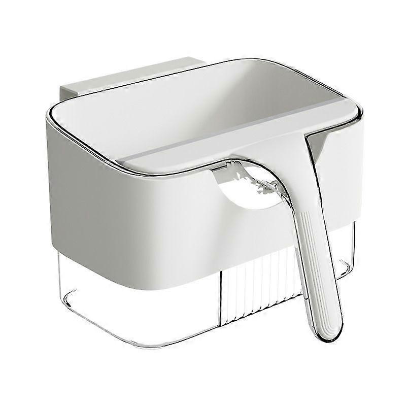 Wall-Mounted Desktop Bin, Transparent White Trash Can with Scraper