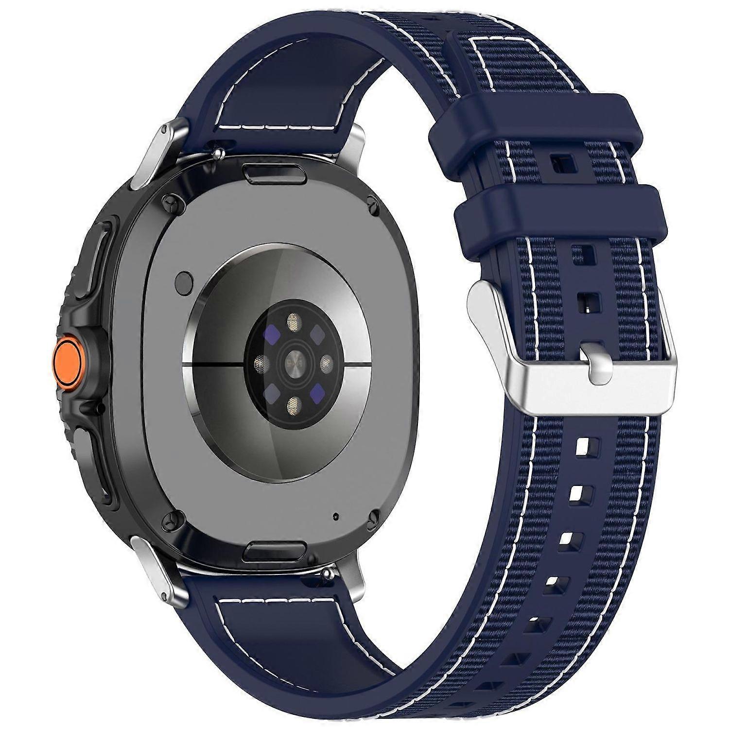 For Samsung Galaxy Watch 8 / 8 Classic Hybrid Nylon Braided Silicone Strap Blue