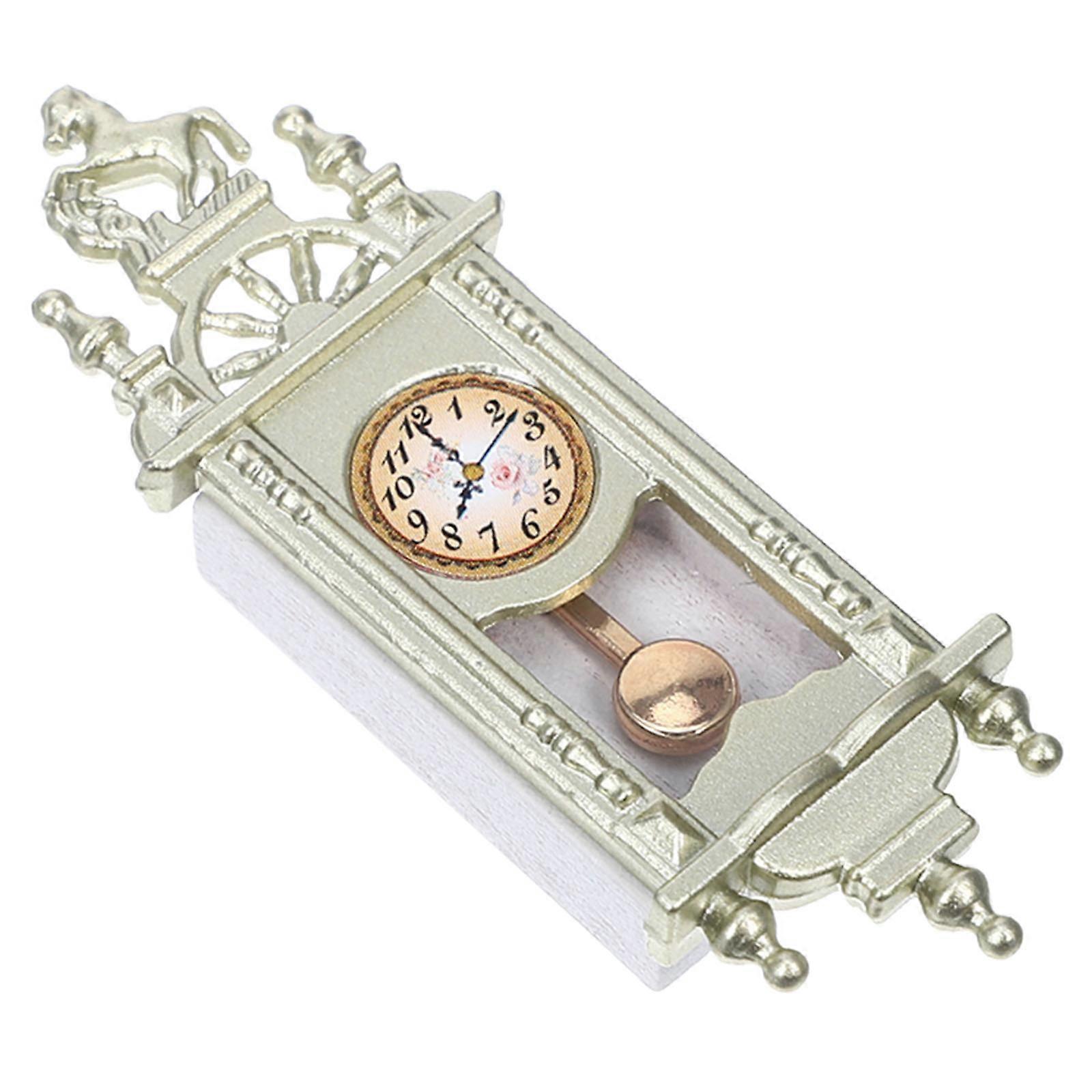 Mini Pendulum Clock Ornament for Decor Retro Mini House Clock