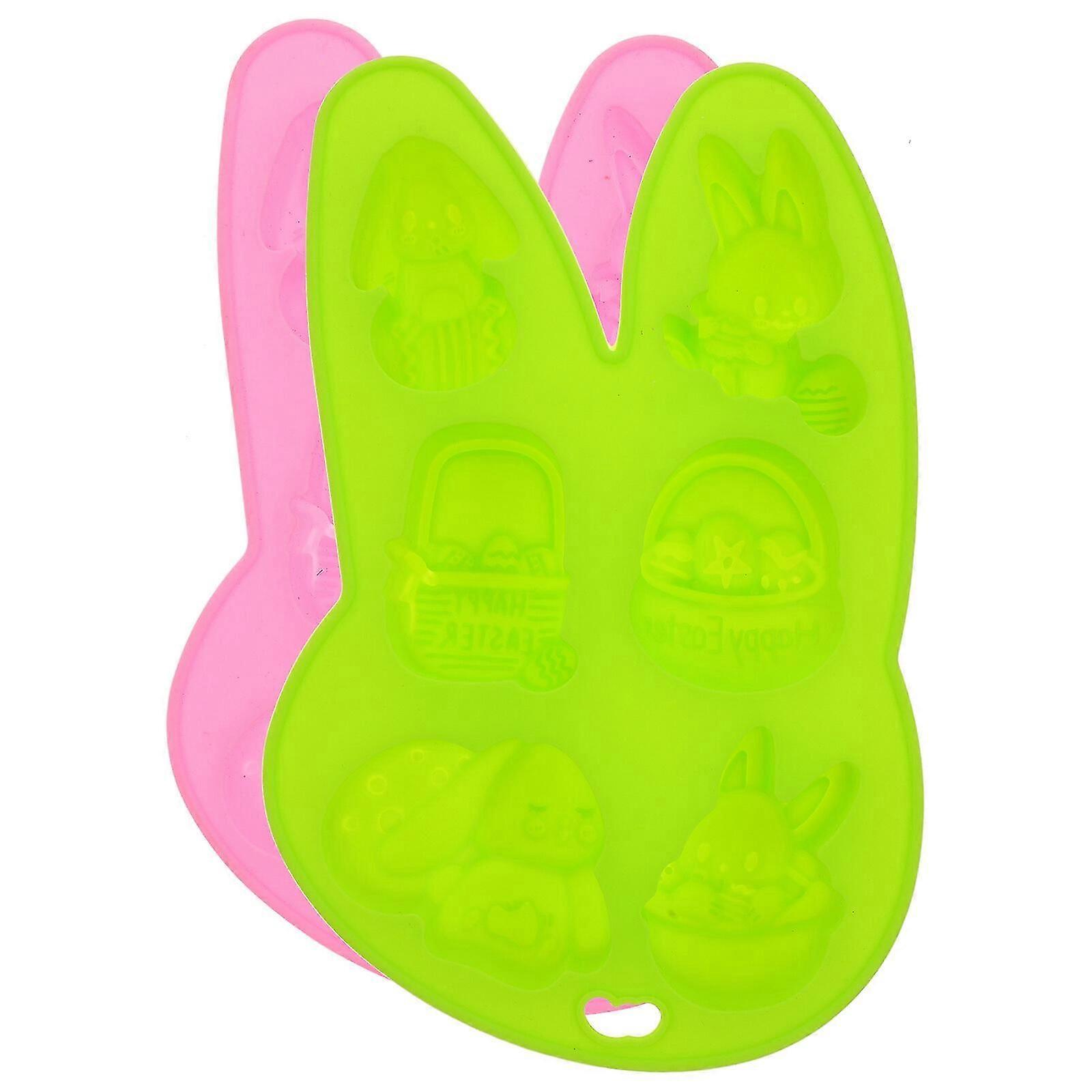 2pcs Easter Elements Silicone Fondant Mold Easter Rabbit Mold Chocolate Cake Making Mold for Baking