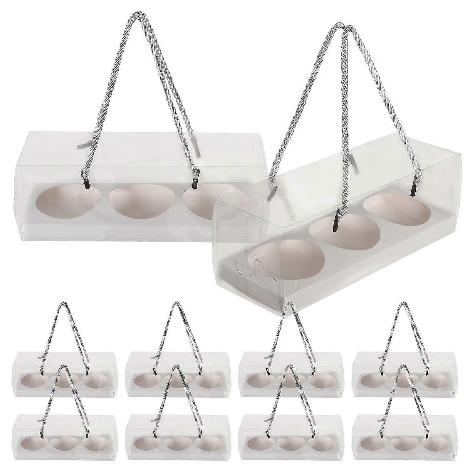 10Pcs Egg-yolk Puff Boxes Portable Cookies Biscuits Case Packaging Boxes compatible with Bakery