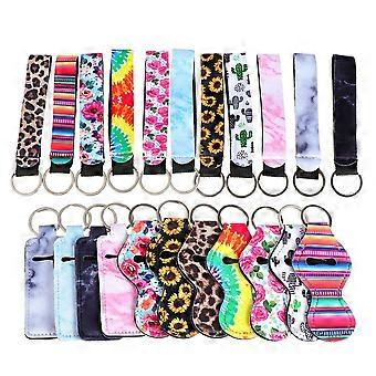 Lip Balm Holder Neoprene Keychain for Daily Use with 22Pcs Mixed Pattern