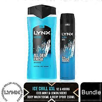Lynx Ice Chill Shower Gel 500ml & Body Spray Deodorant 250ml Duo