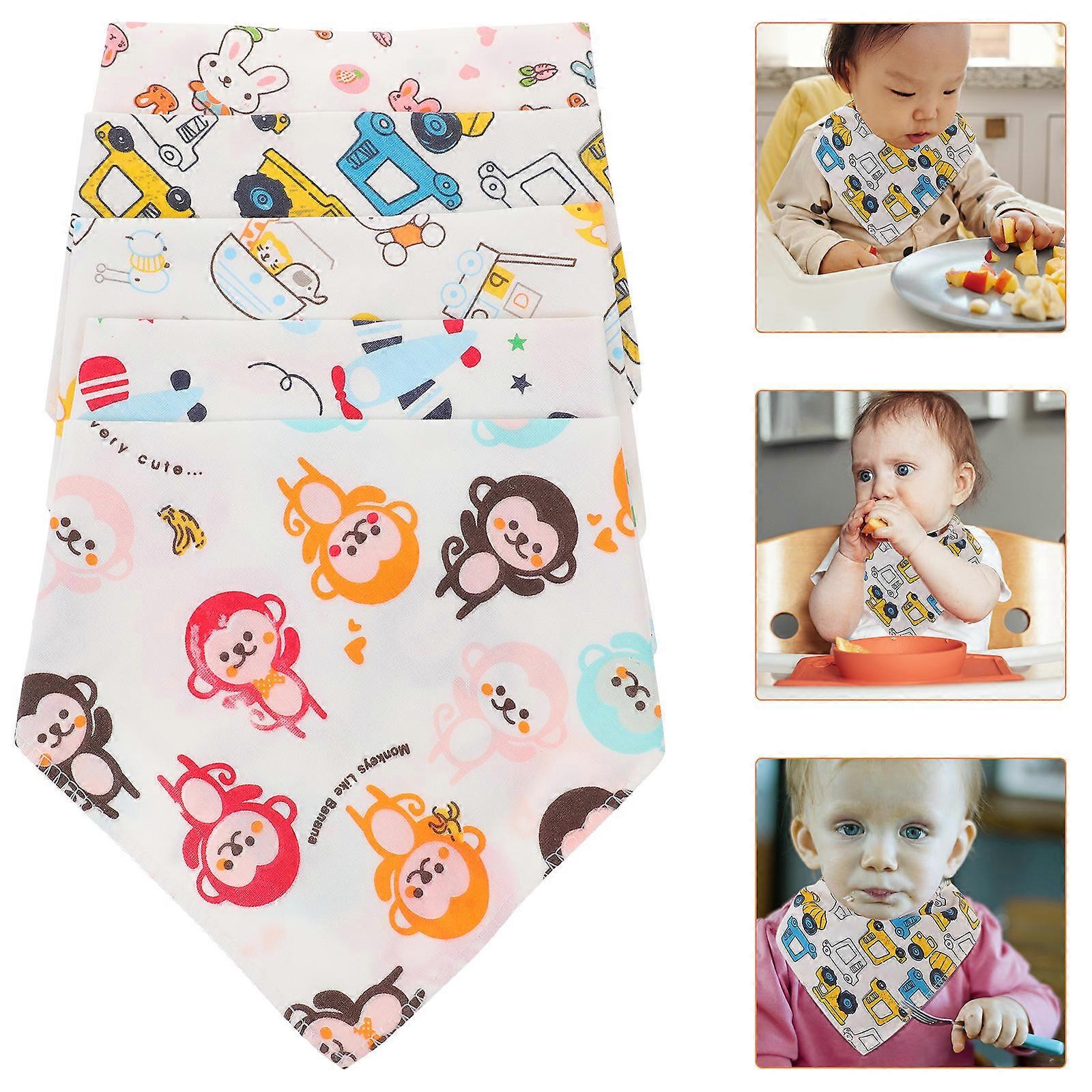 Newborn Bibs for Baby Use 5Pcs Assorted Triangle Bibs
