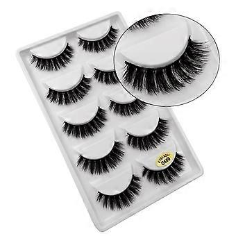5 pairs of false eyelashes - 3D faux mink fur - G600 black