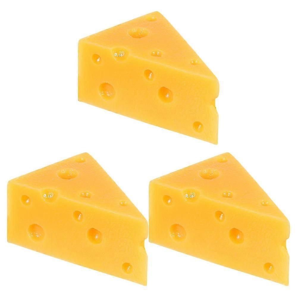 Artificial Cheese Model for Craft 3Pcs Realistic Triangle Cheese Orange
