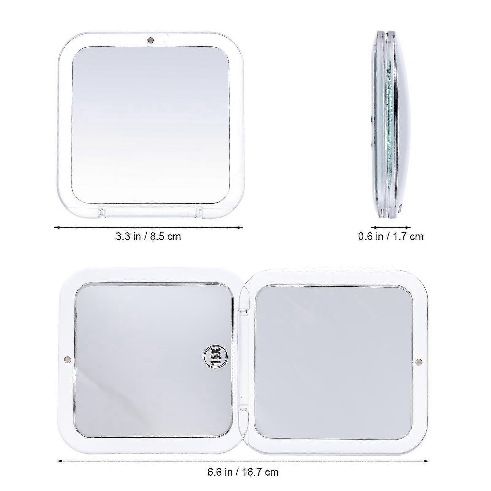 Compact Mirror Travel Makeup Mirror with Magnifying Function Silver Acrylic