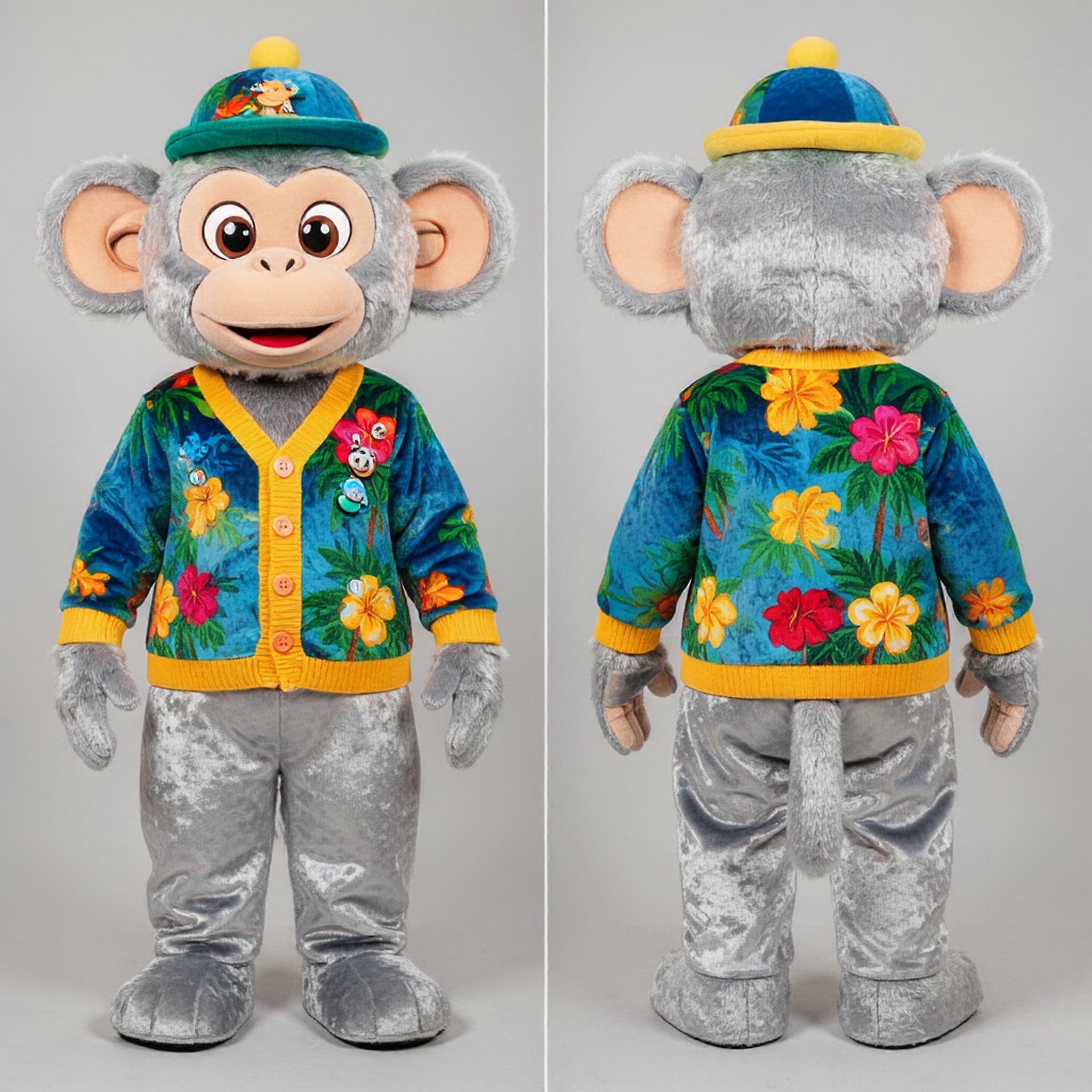 MASTICOT Silver Fur Cartoon Monkey Mascot