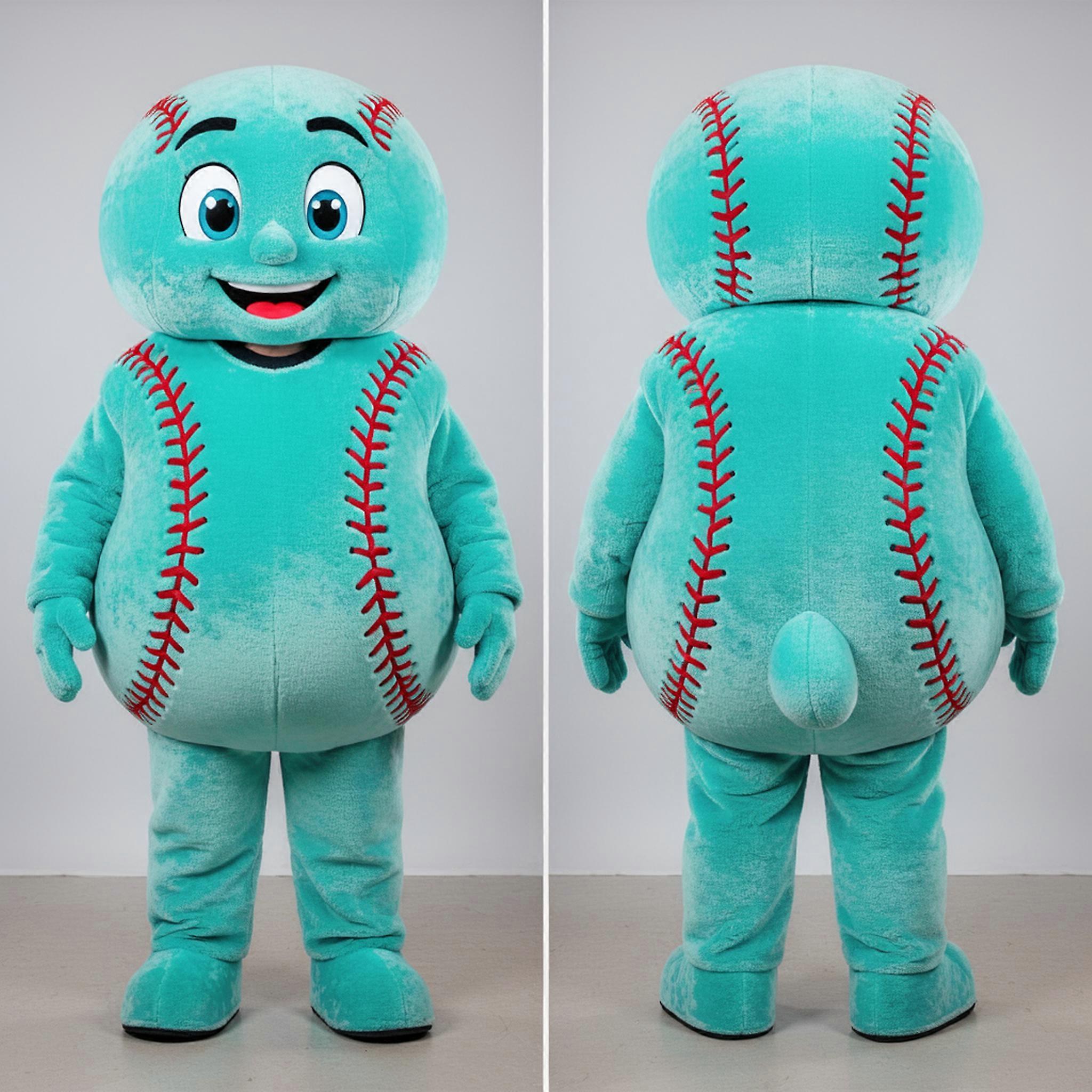 MASTICOT Turquoise Velvety Baseball Ball Mascot