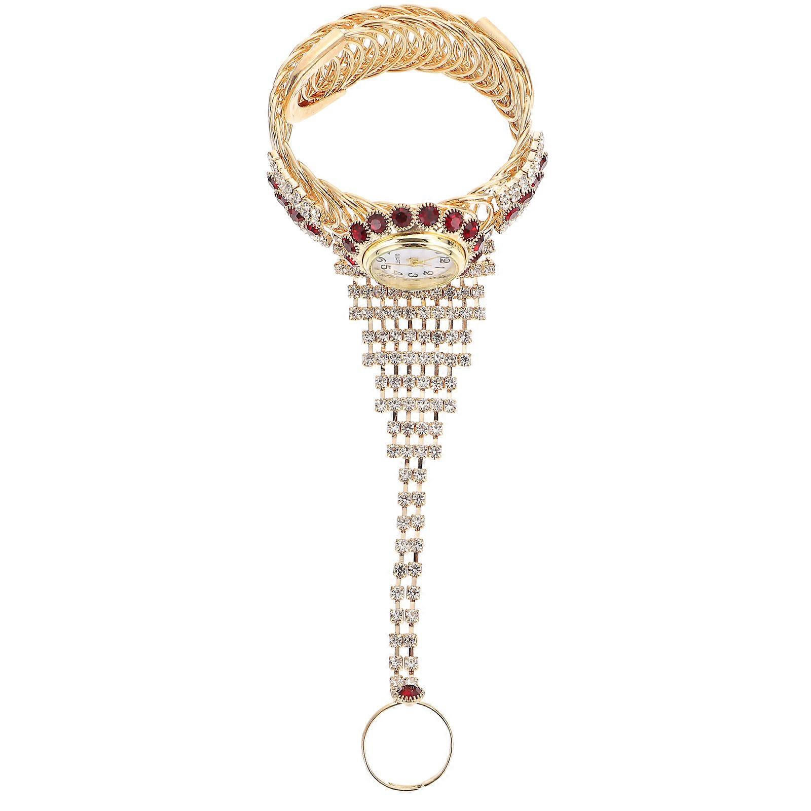Rhinestone Ring Bracelet Watch for Decor Material Gift