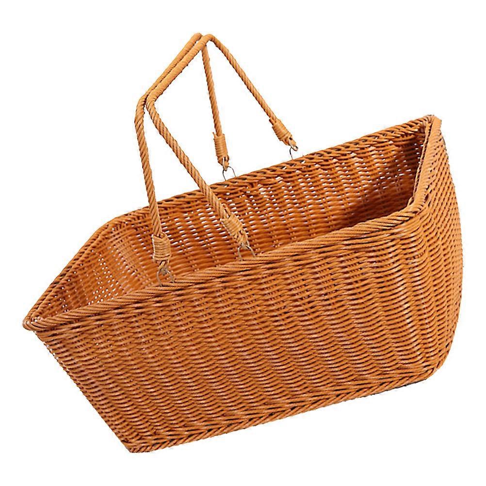 Brown Handheld Woven Basket Fruit Storage Basket Multi-Function PP