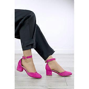 Mid Block Heel Buckle Ankle Strap 2 Part Heels