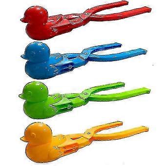 Duck Snowball Maker Toys Winter Snowball Fight Kit for Kids, 4pcs Plastic Snow Shaper Molds with Duck Design for Indoor Outdoor Activities