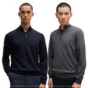 Hugo Boss Mens 2025 Ebenji Zip-Neck Classic Wool Versatile Sweater