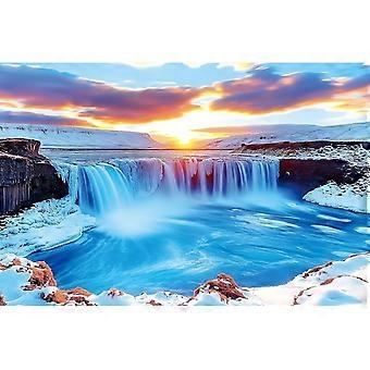 Winter Icelandic Waterfalls Landscape Jigsaw Puzzle Brain Teaser XI-0182