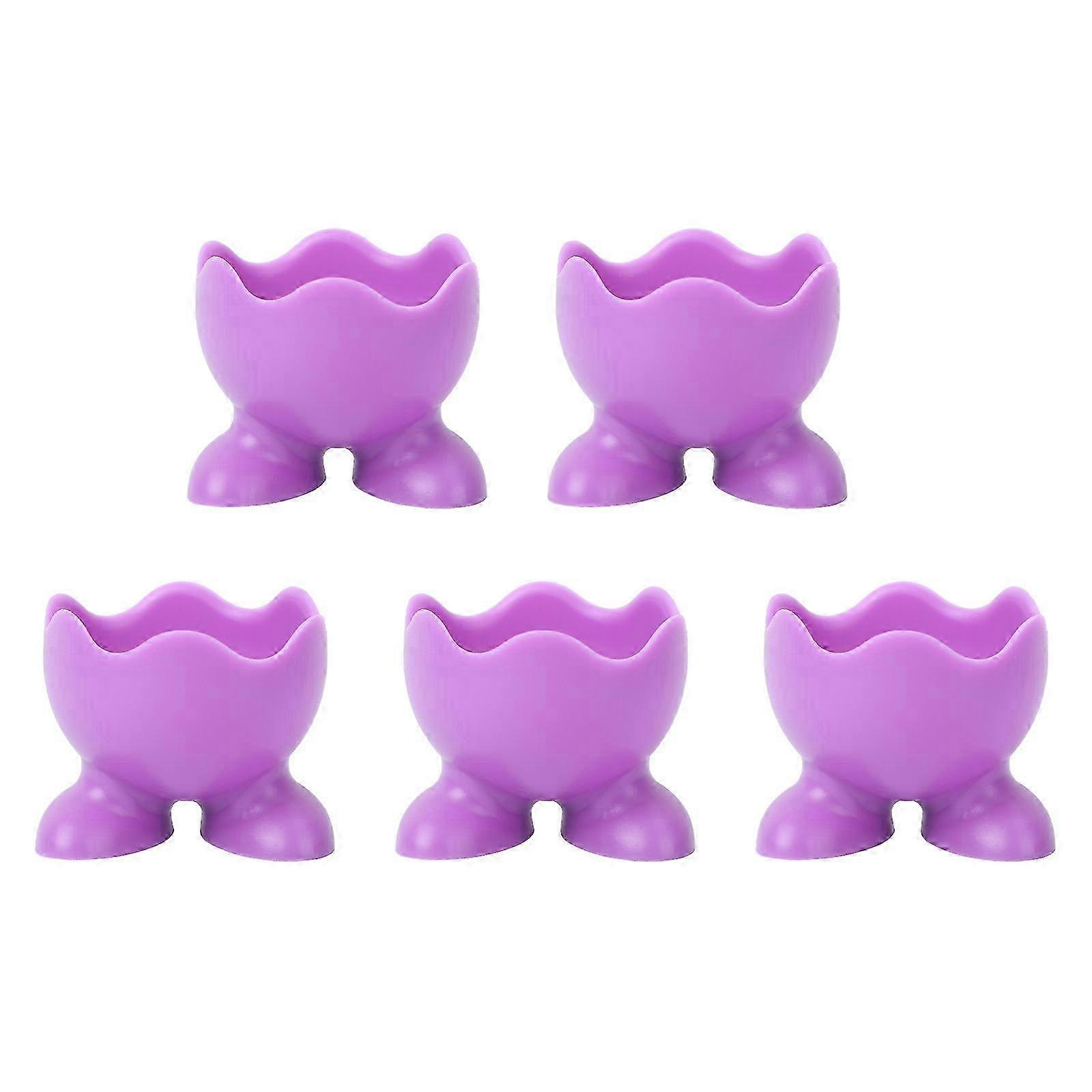 5Pcs Silicone Egg Cup Holders Boiled Egg Serving Cups (Random Color)