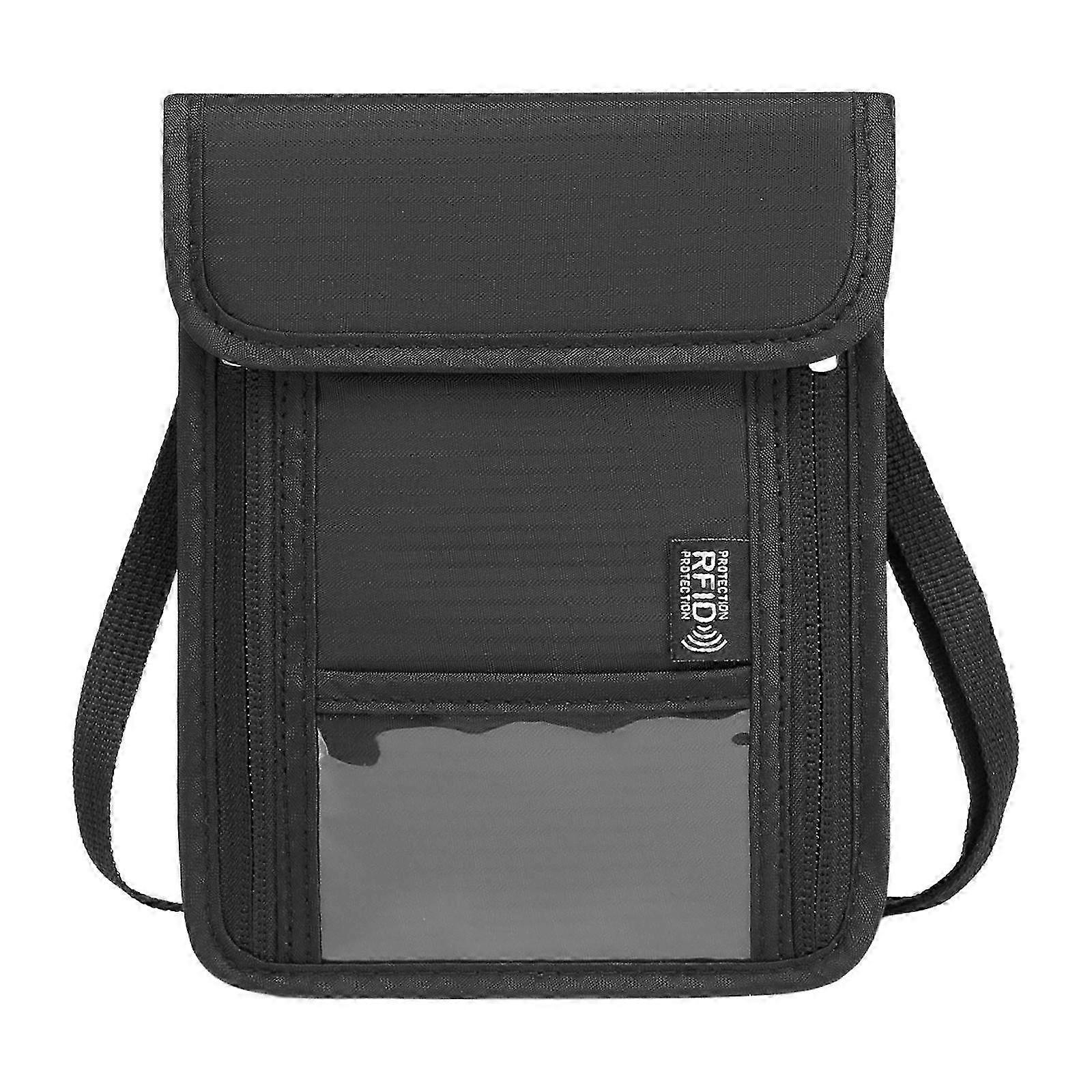 RFID Secure Neck Pouch Compact Travel Wallet