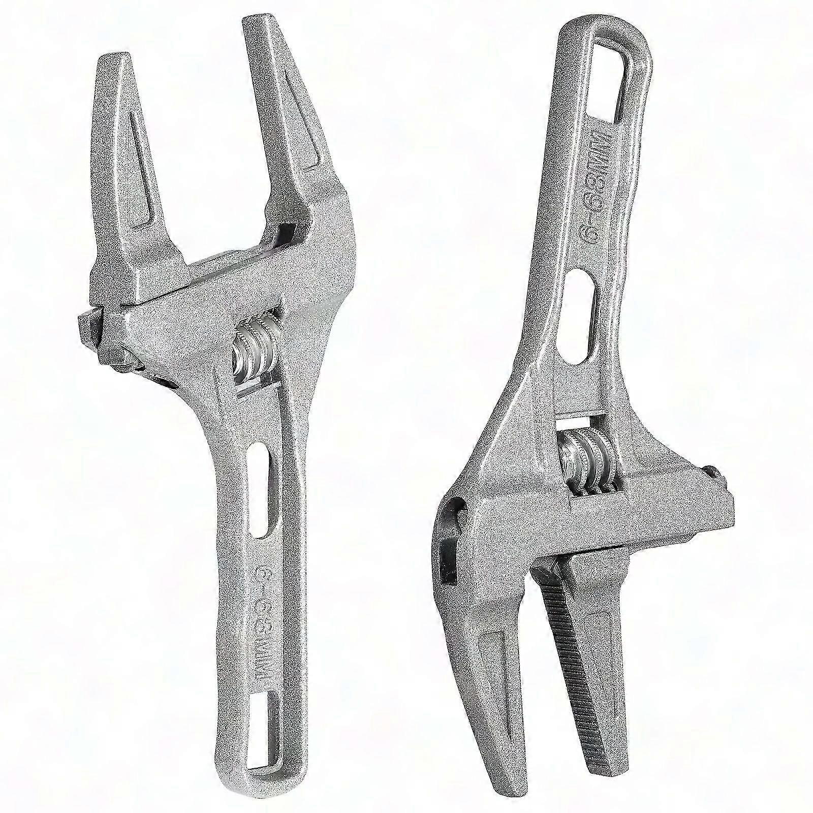 2 PCS Adjustable Wrench Short Handle Large Opening Versatile Movable Spanner