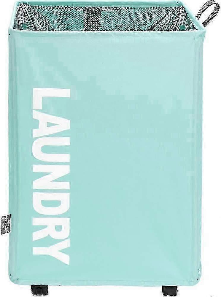 X-large Laundry Basket With Leather Handle On Wheels