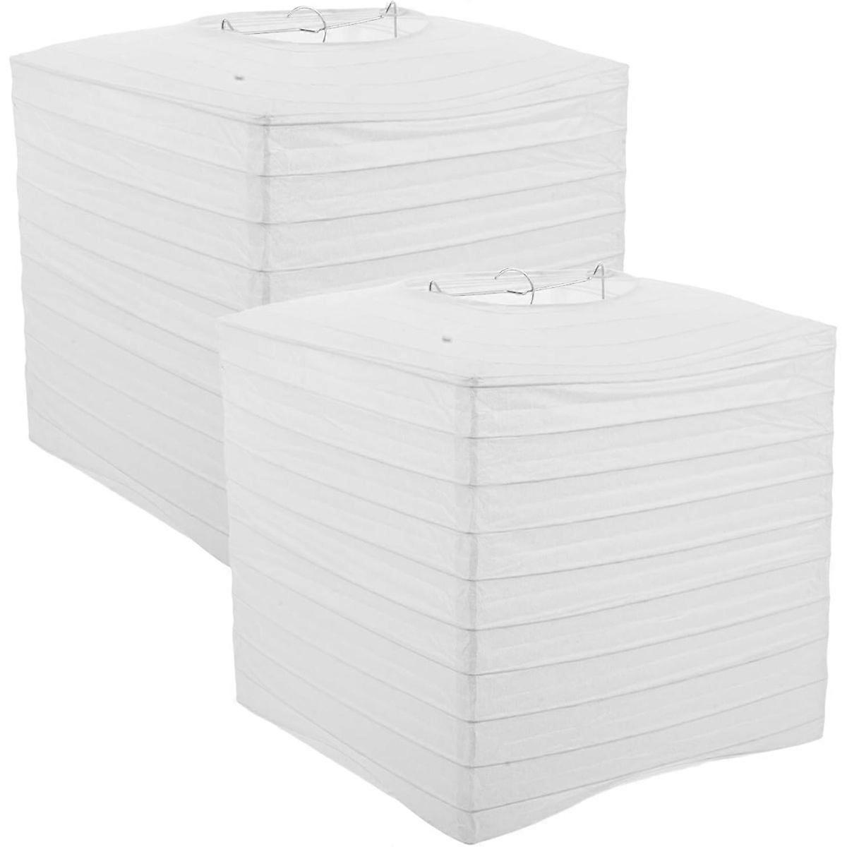 2pcs Paper Lantern Lampshade Square White Foldable