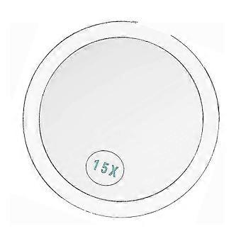 15x Magnifying Makeup Mirror with 2 Suction Cups, 3 Inch Round Glass Travel Mirror, ABS Impact-Resistant Frame for Precision Makeup and Facial Care