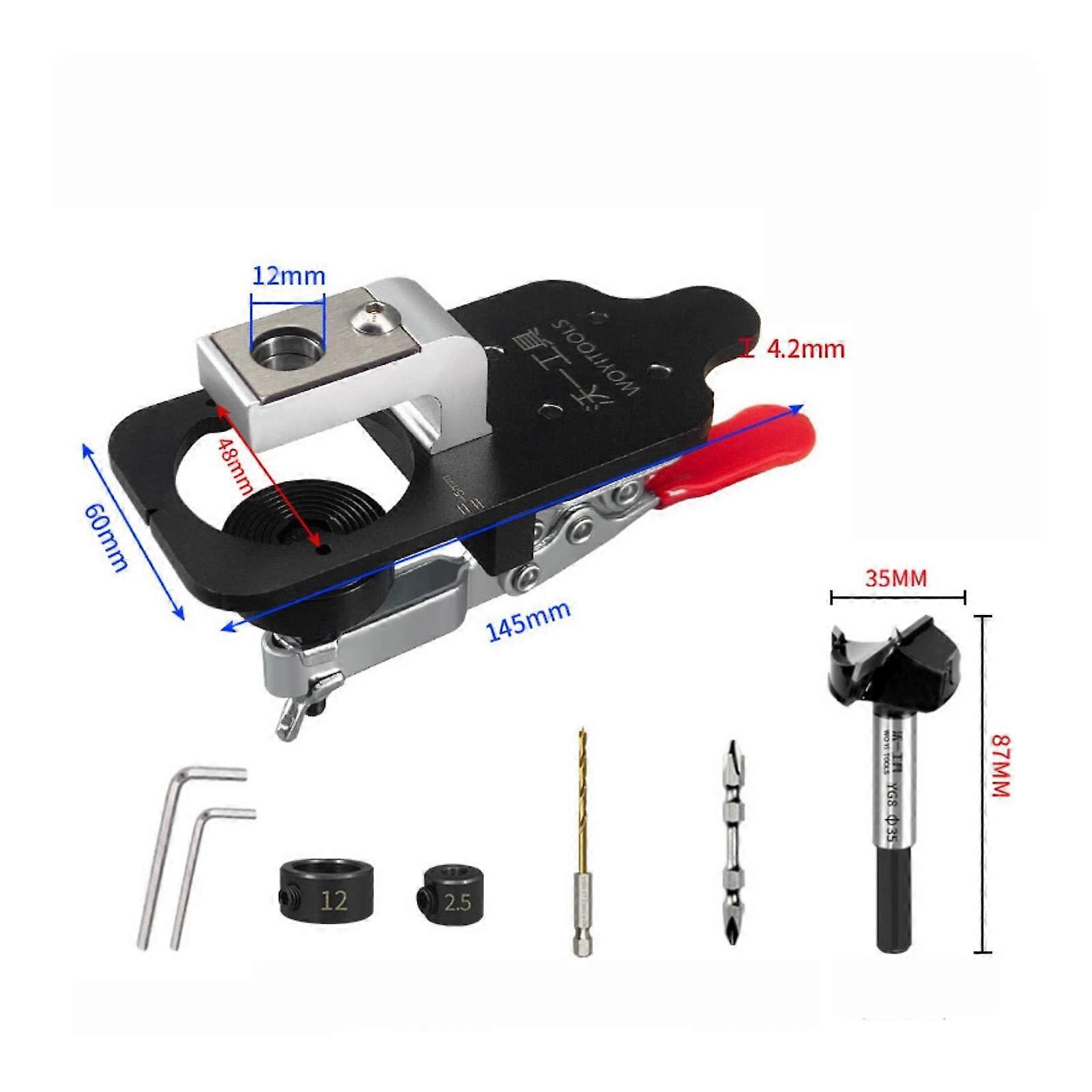 Quick-Clamping 35mm Hinge Jig | Sturdy Metal Body, Adjustable Positioning