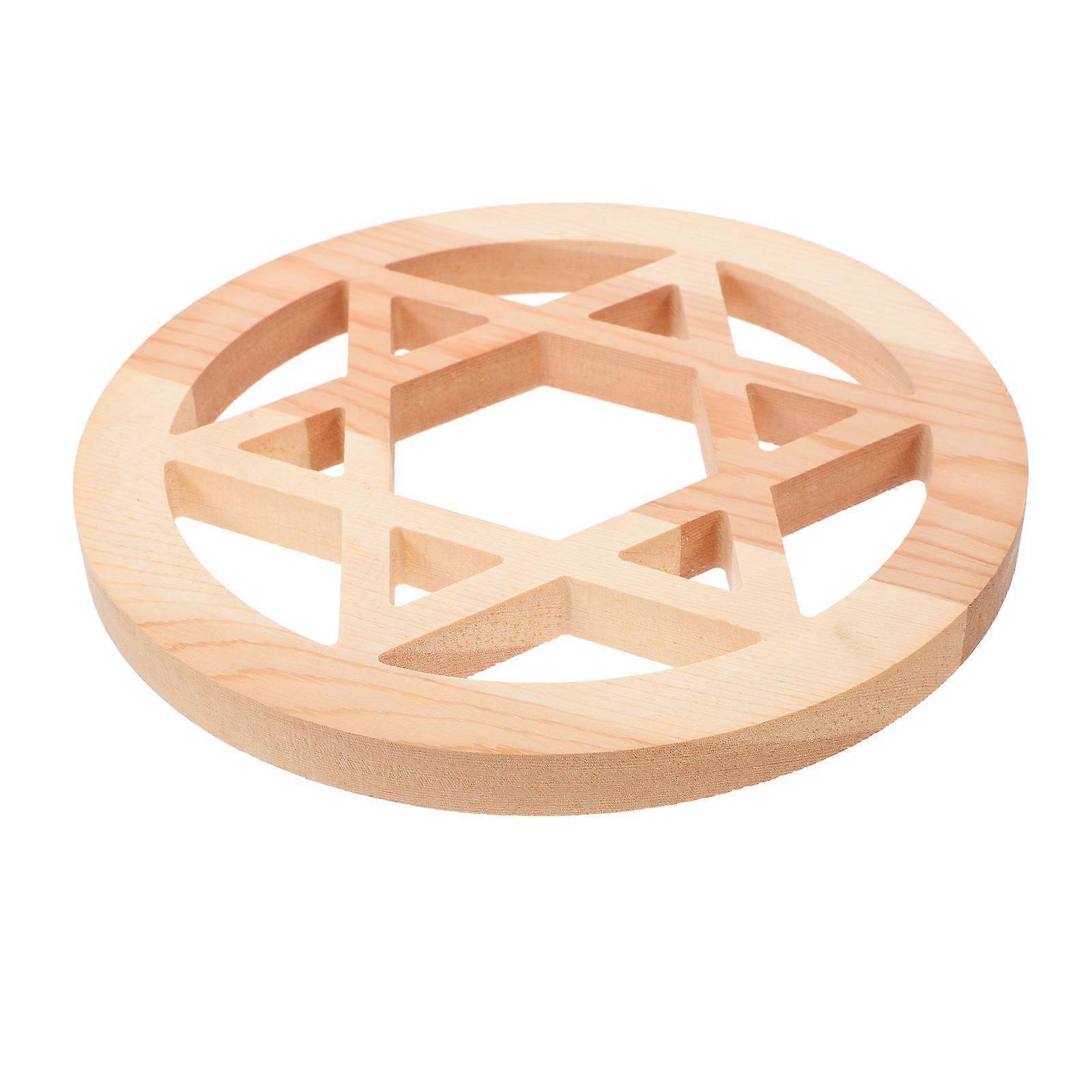 Solid Wood Handcarved Pentacle Tile