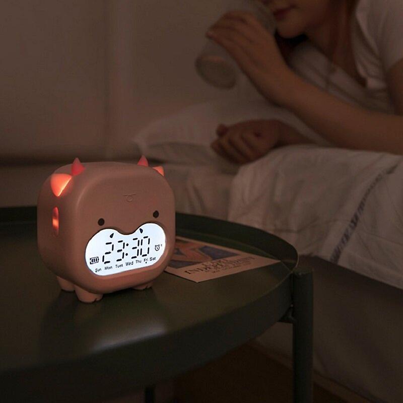 Timing Cow Shape Alarm Clock Digital Creative Electronic Clock Children's Student Voice Report Clock Usb Charging
