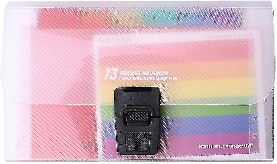 Mini Document File, 13 Pockets Small Accordian File Organizer Plastic Expanding Folders