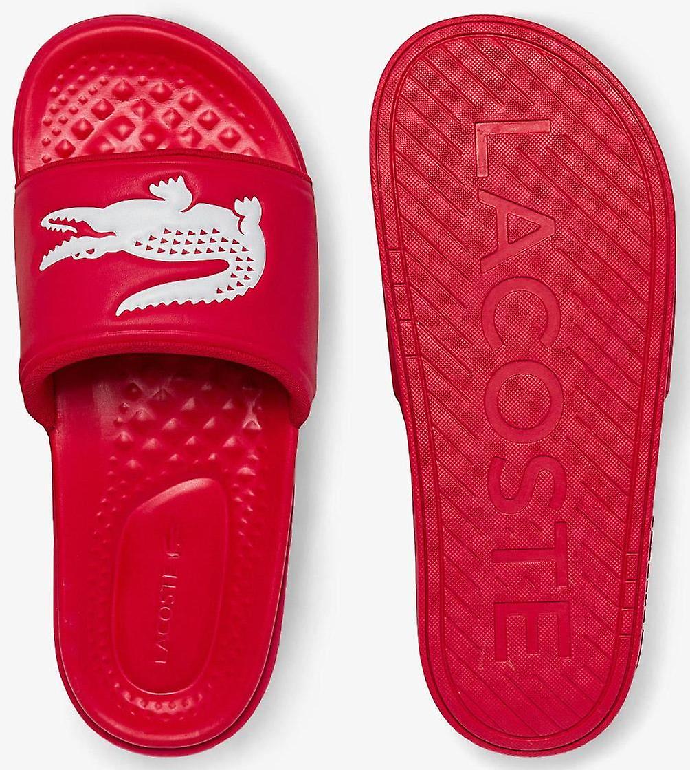 Lacoste Croco Dualiste Red White Mens Beach Pool Sliders Flip Flops-9