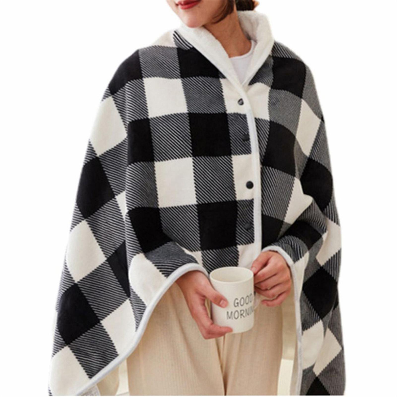 Warm Heated Shawl Portable Wearable Plush Throw Carpet USB Charging Winter Gift for Girls or Ladies
