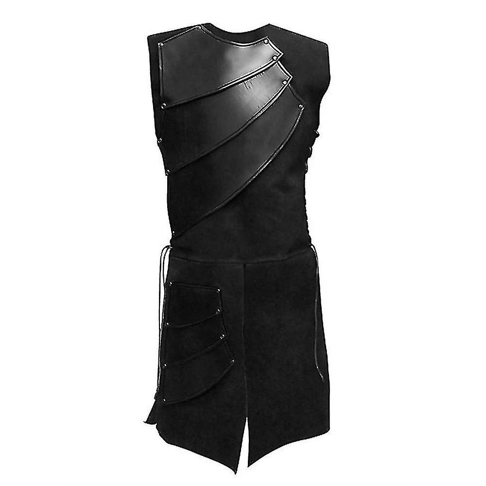 Mens Medieval Retro Ermeløs Side Drawstring Split Vest Stage Kostymer
