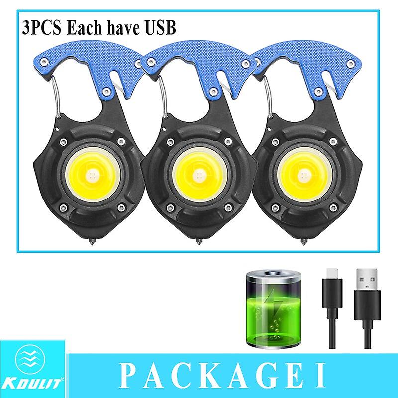 Mini Led Working Light Portable Pocket Flashlight Usb Rechargeable Key Light Lanter