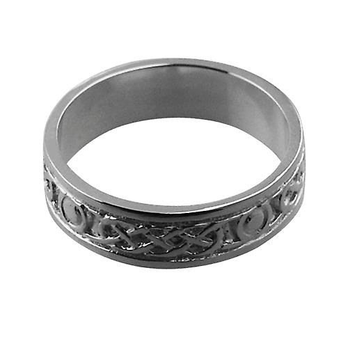 9ct White Gold 6mm Celtic Wedding Ring Size Z