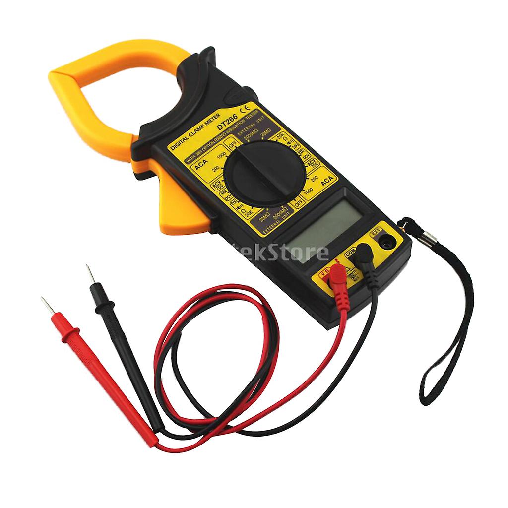 LCD Digital Ammeter Ohmmeter Multimeter Volt AC DC Tester Clamp Meter Yellow