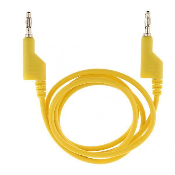 2x Copper Wire Stackable 4mm Banana Plug Multimeter Test Cable Cord Yellow