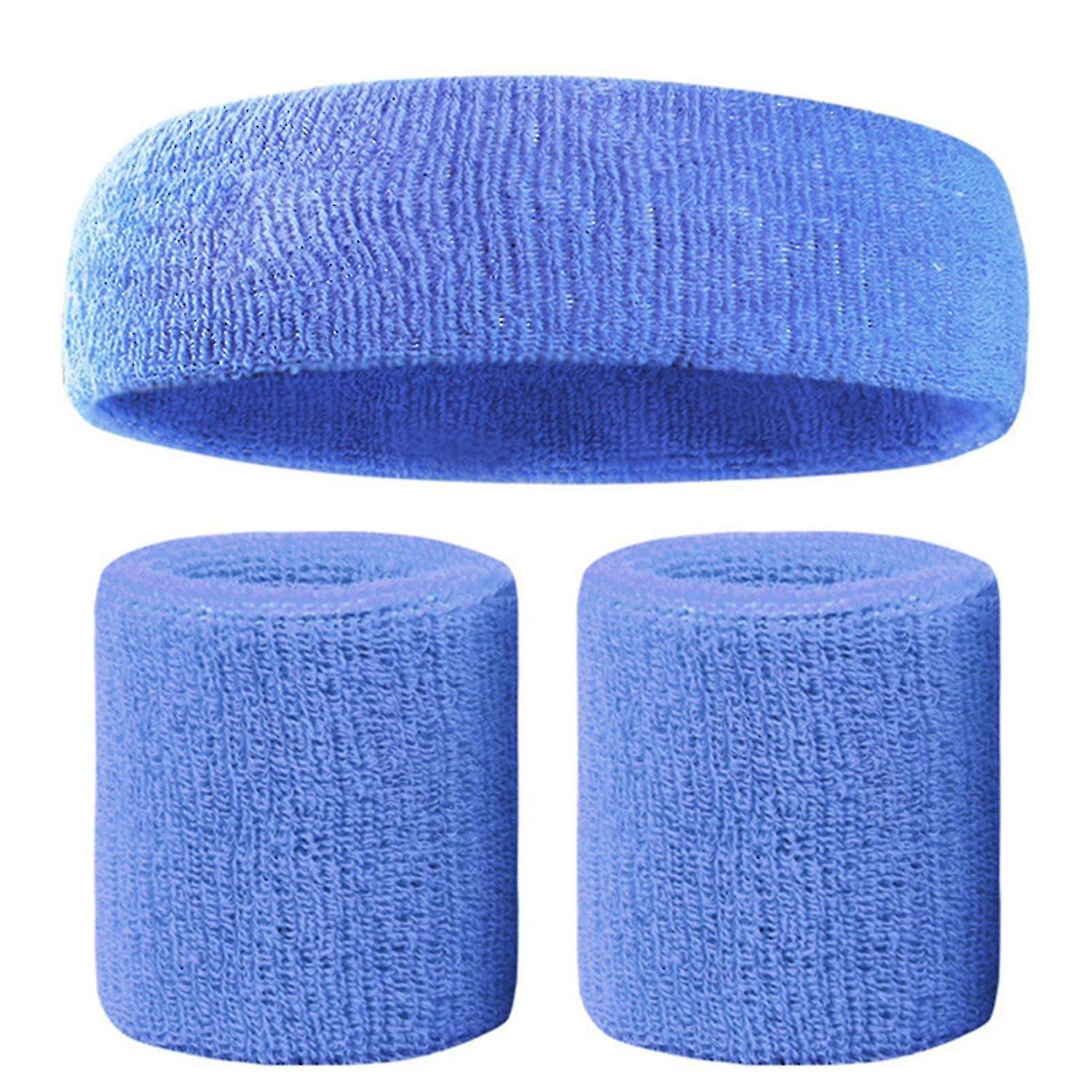 Sweatbands Set Colorful Headband Wristband Elastic Athletic Sweat Absorbing Sweatband For Men And