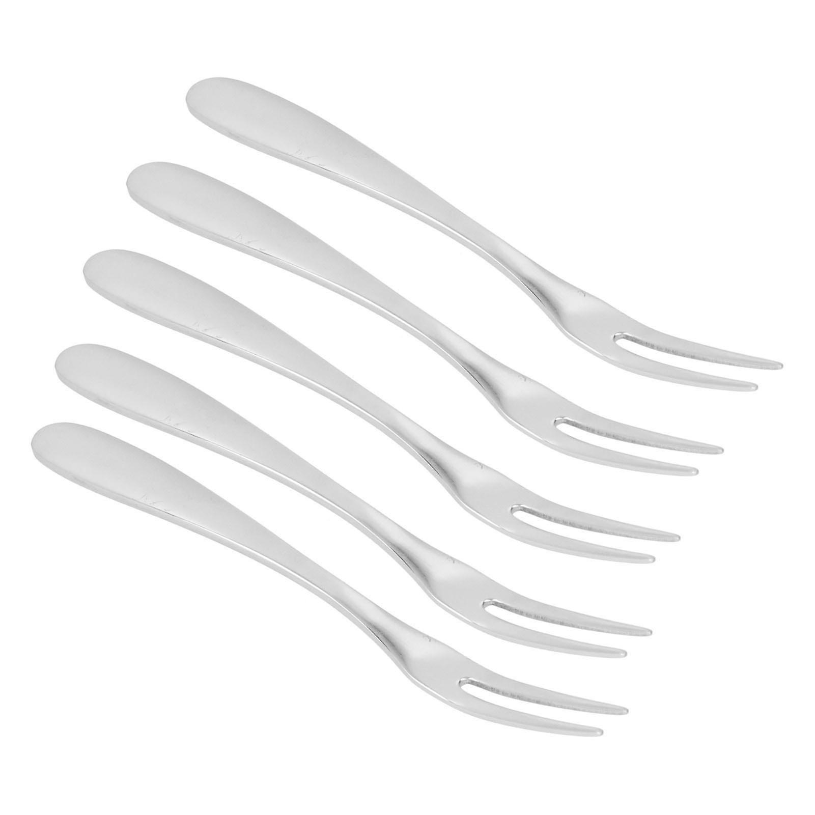 5Pcs Stainless Steel Fruit Fork MultiPurpose Dessert Fork with Handle for Party Kitchen