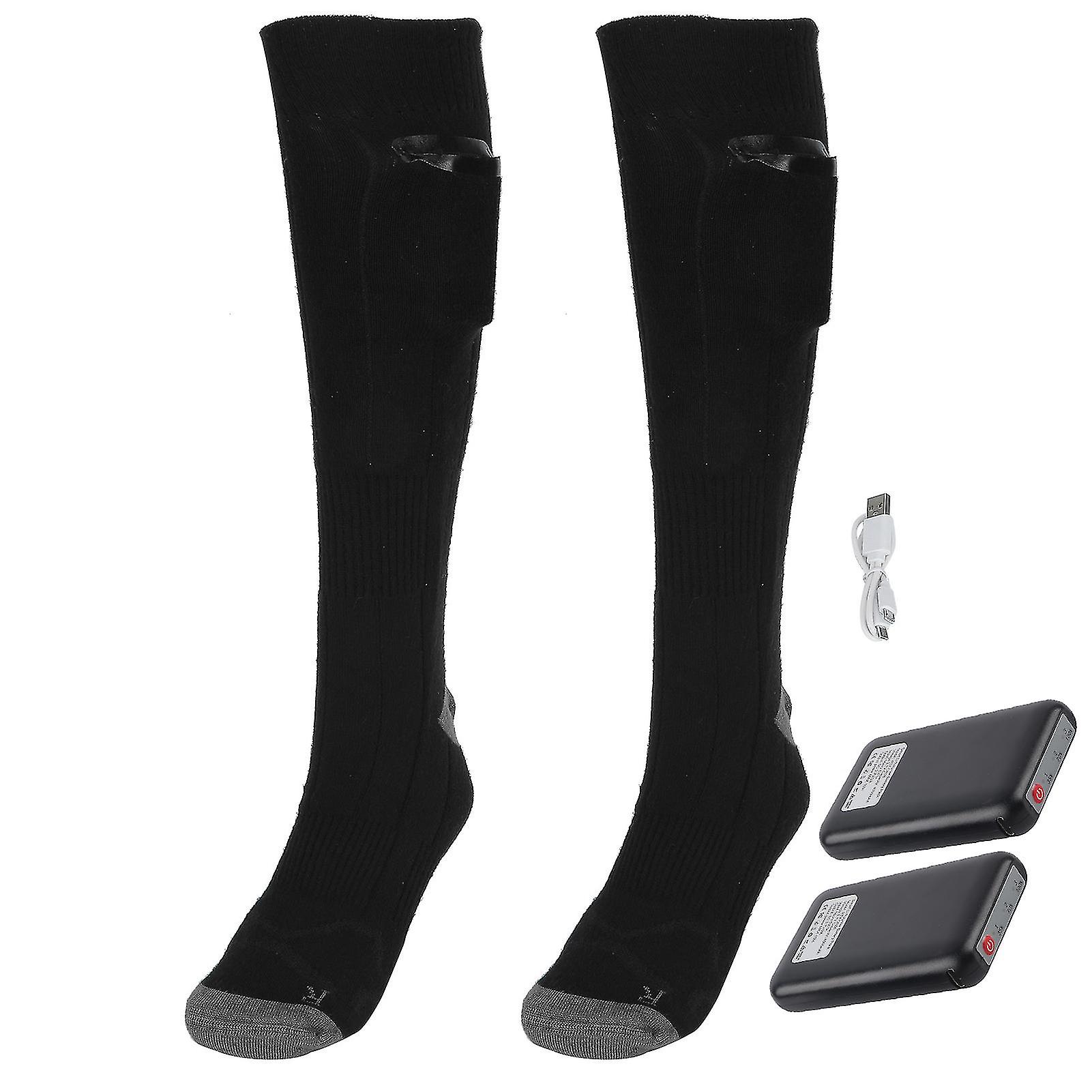 Washable Electric DoubleSided Heated Socks USB Charging with Temperature Control Black