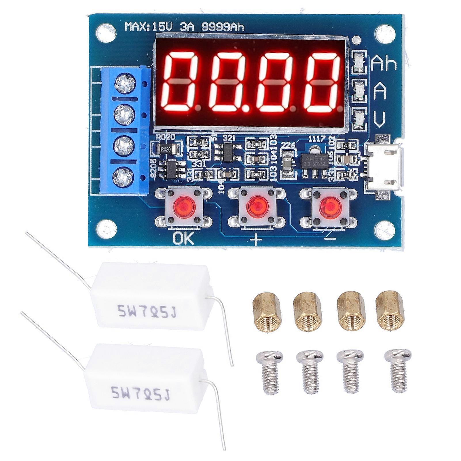Battery Capacity Meter LED Discharge Tester Monitor for 12V 18650 Lithium Batteries DC4.5‑6V