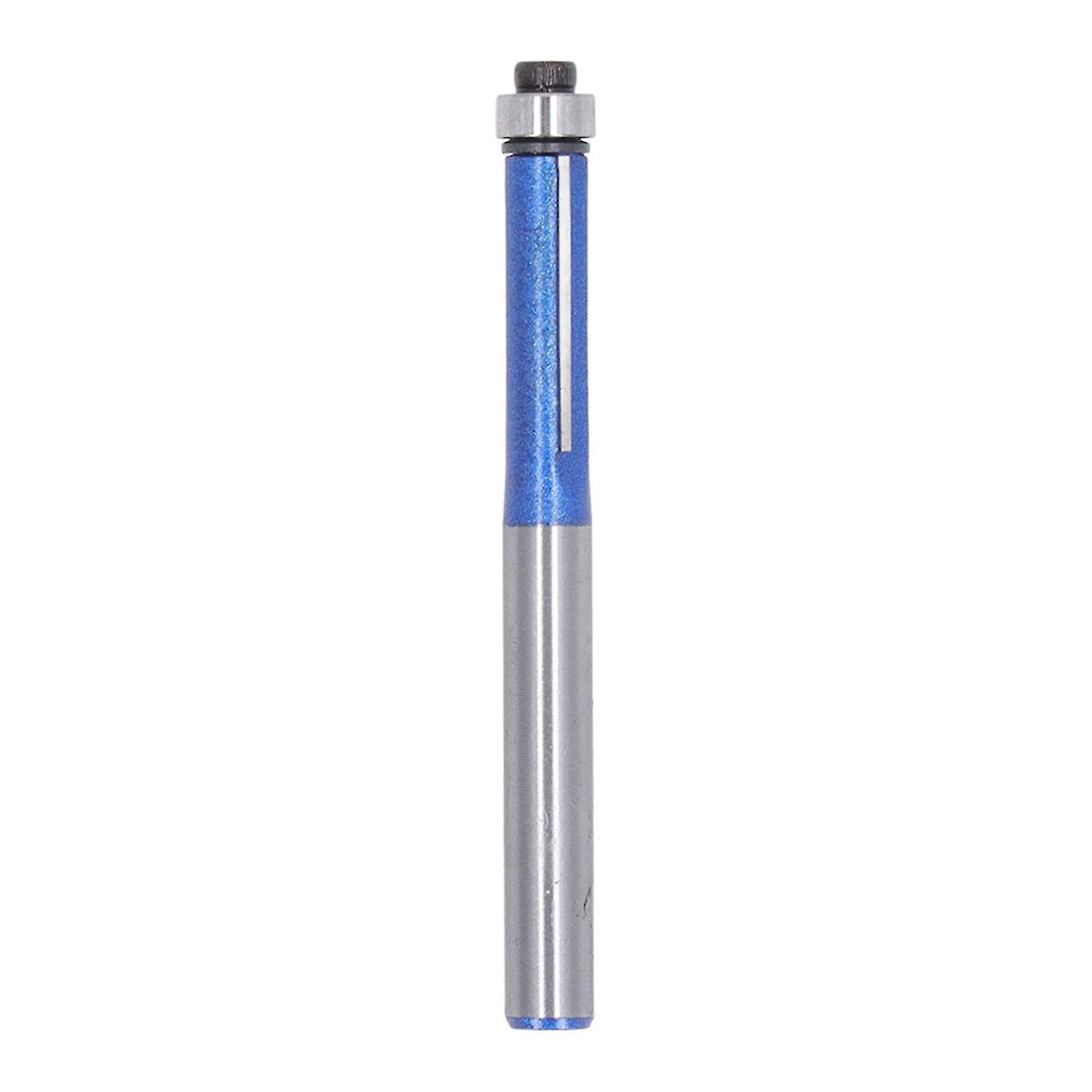 Flush Trim Router Bit 1/4in Shank Carbide Top Bearing Trimming Chamfering Woodworking Tool Flash Silver Blue 