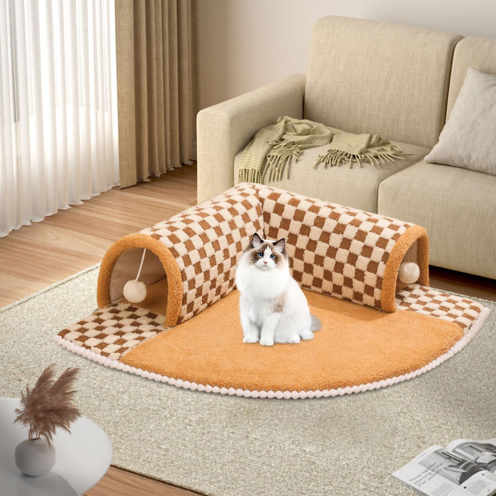 Cat Tunnel Bed Cat Activity Center Portable Exercise Interactive Playing Hut for Bunny Indoor Cats Rabbit Kitten Hamster