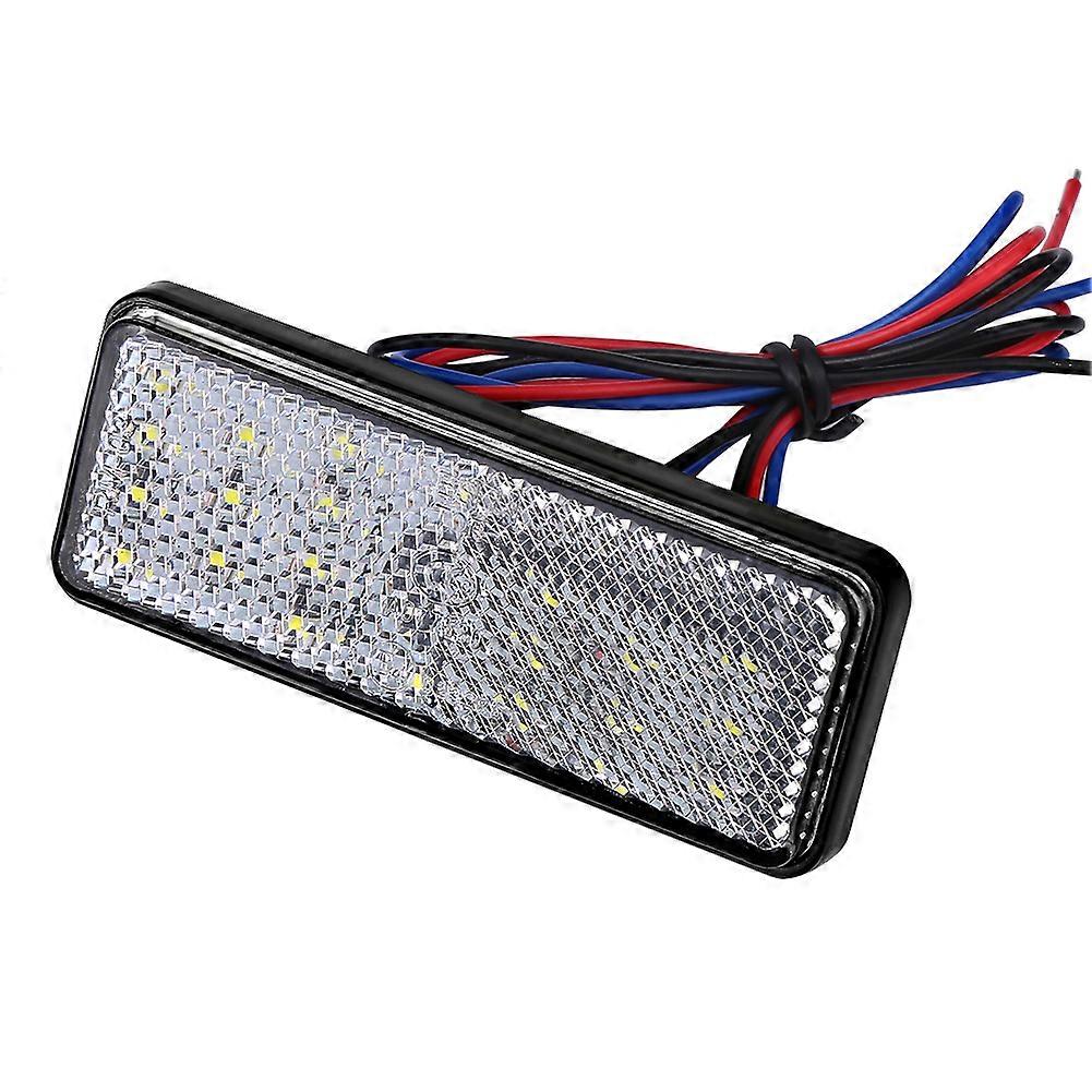 Universal Motorcycle Scooter Moped Rectangle LED Reflector Tail Brake Light Stop Lamp White