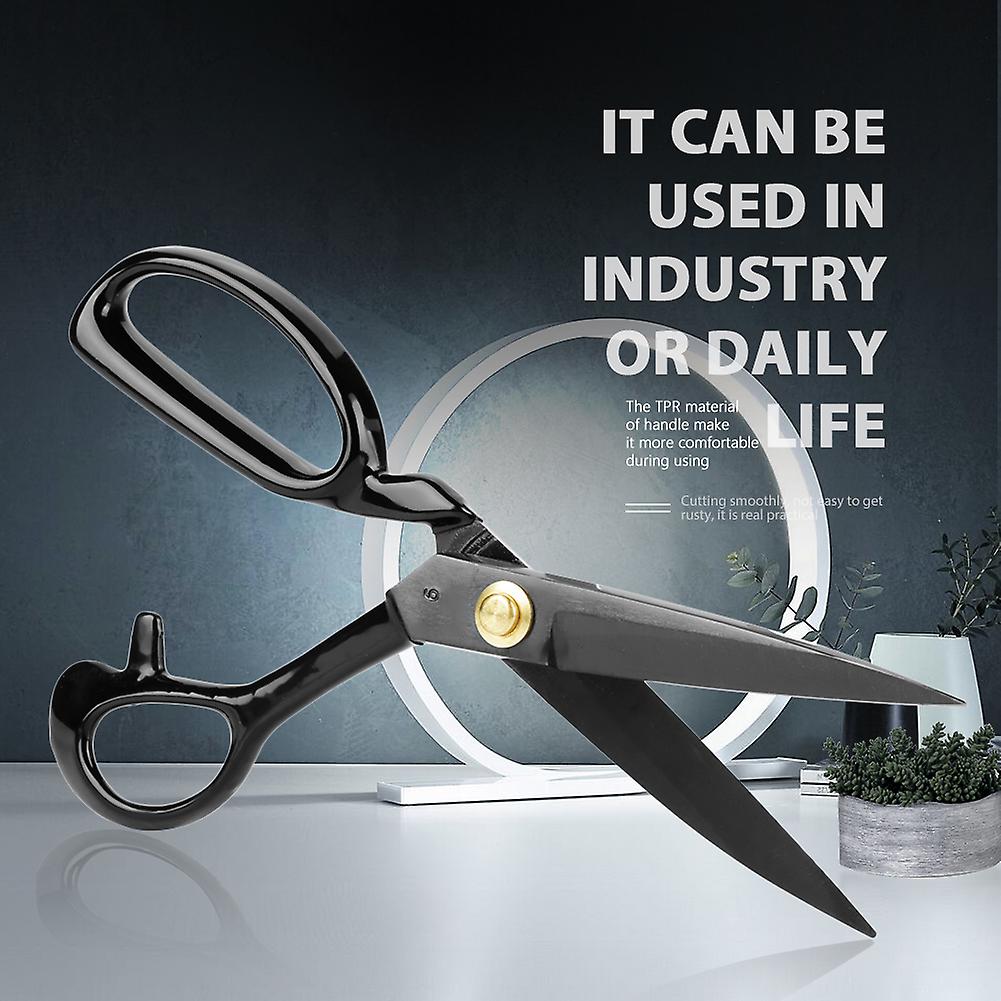 9IN Carbon Steel Leather Sewing TPR Handle Clothes Scissors Assembly
