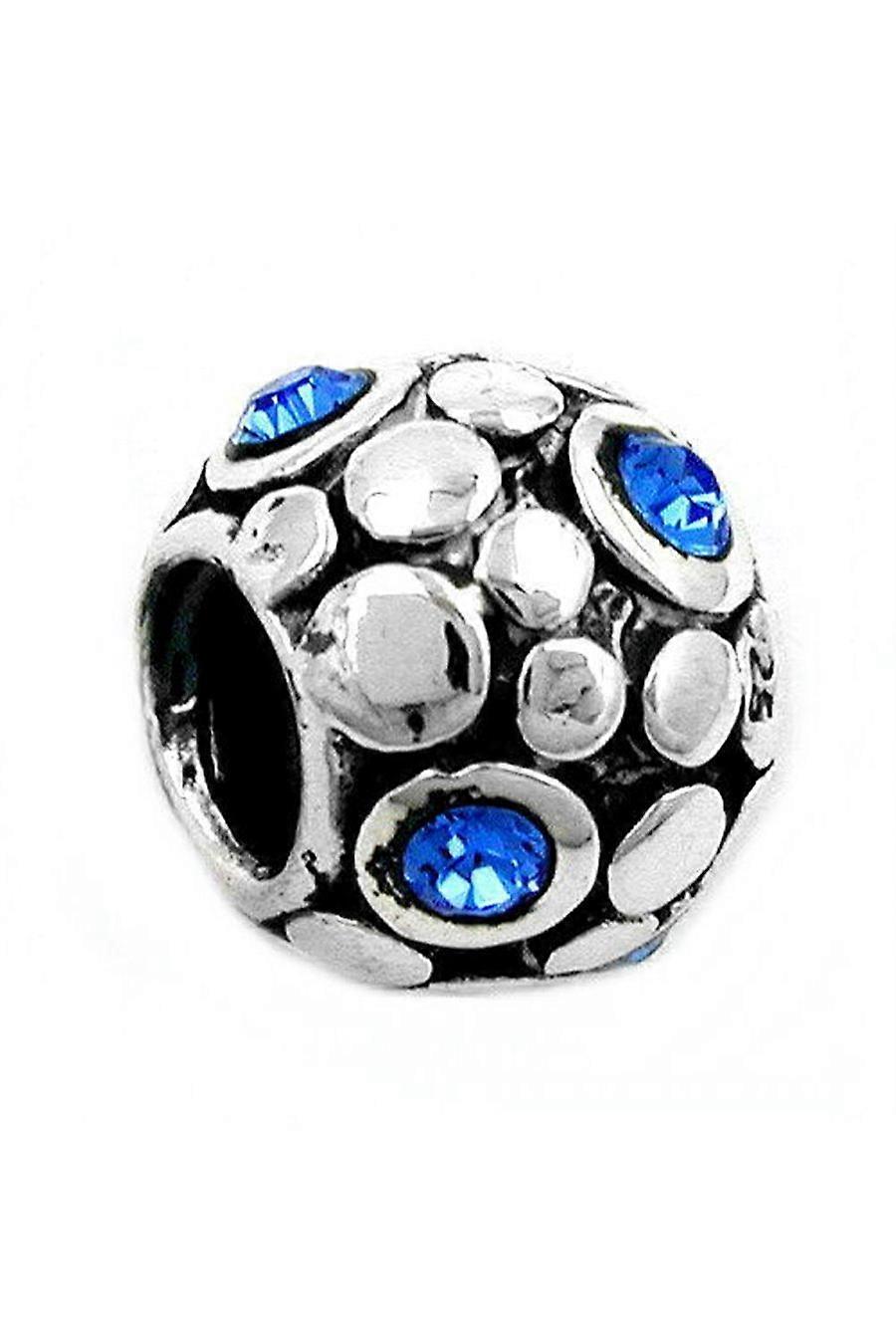 Pendant Bead Blue Glass Crystals Silver 925 - Gl93038