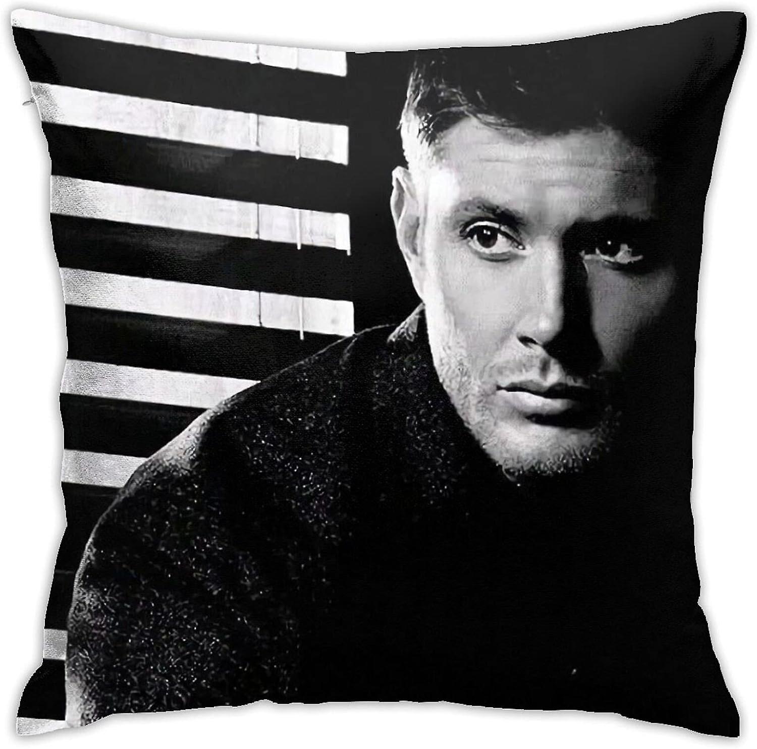 כיסויי כריות Jensen Ackles כיסויי כריות כיסוי כרית רך דקורטיבי לזרוק ספה ציפית מרובעת לרכב לעיצוב מיטת הבית (18x18 אינץ ') (H-1427)