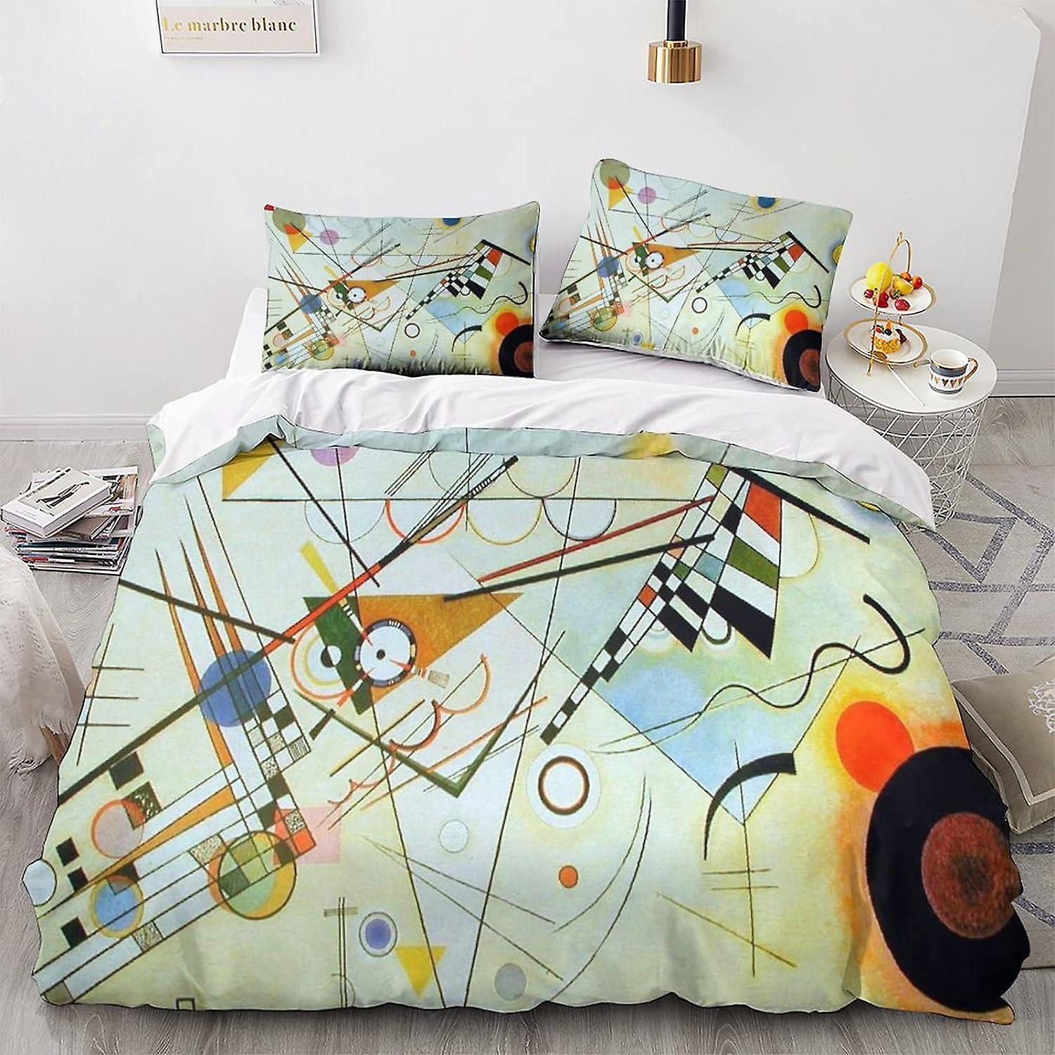 ALXFFBN Kandinsky Paintings Quilt Cover 3D Print Duvet Cover Set Size Children Kids Bedding Sets with Hidden Zipper Closure Soft Comforter Microfiber 