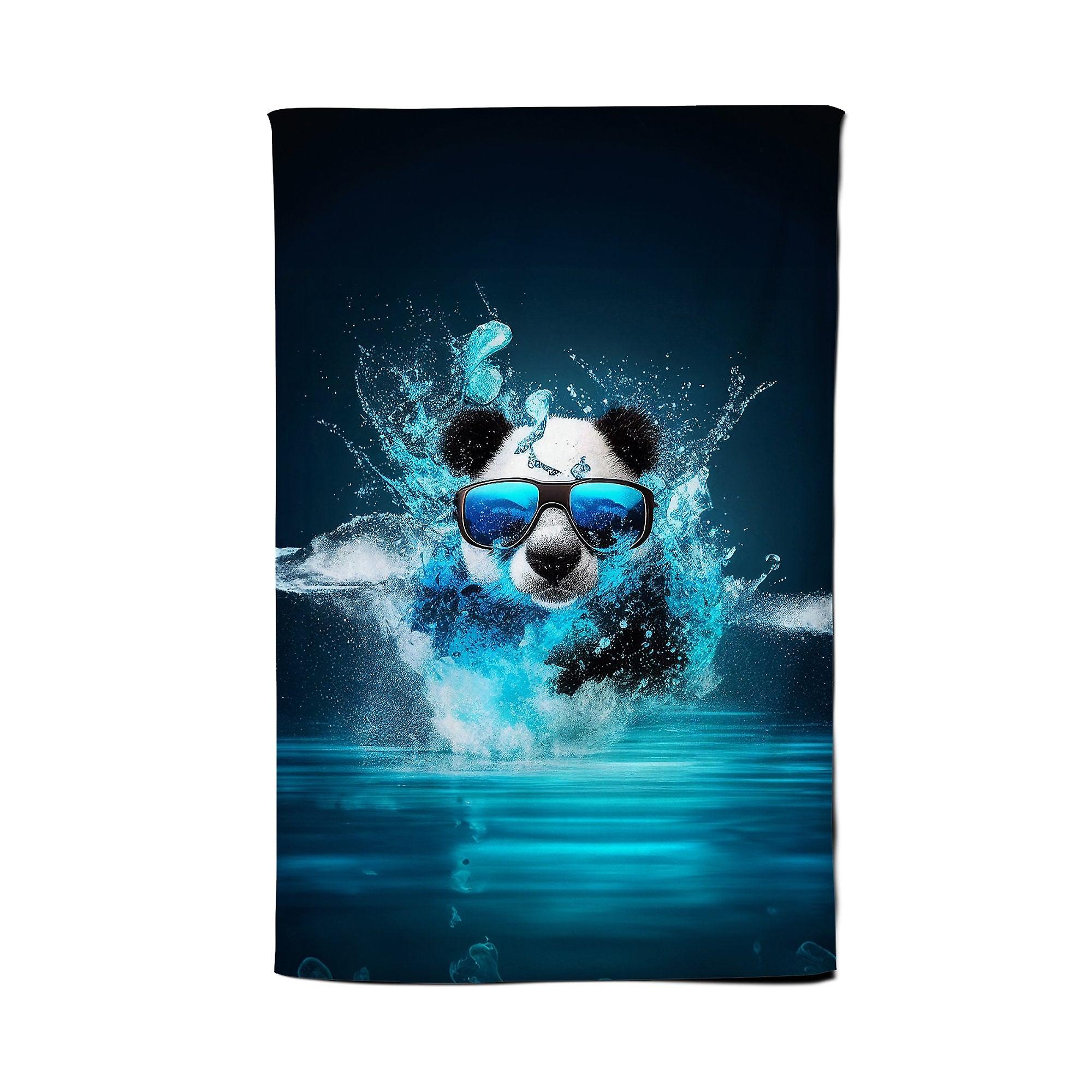 Panda With Glasses Splashart Water Tea Towel