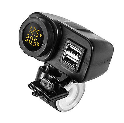 Waterproof Motorcycle 5v 4.2a Dual Usb Charger Voltage Display Voltmeter Thermometerfor 7/8 And 1" Handlebar Mounting